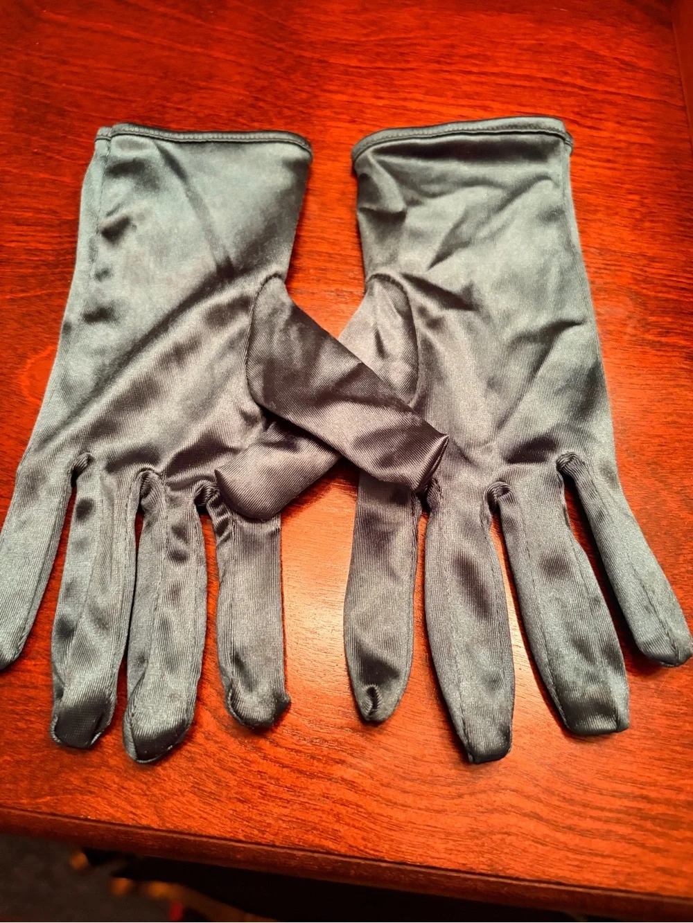 Elegant Teal Satin Wrist Gloves with Bow Accent